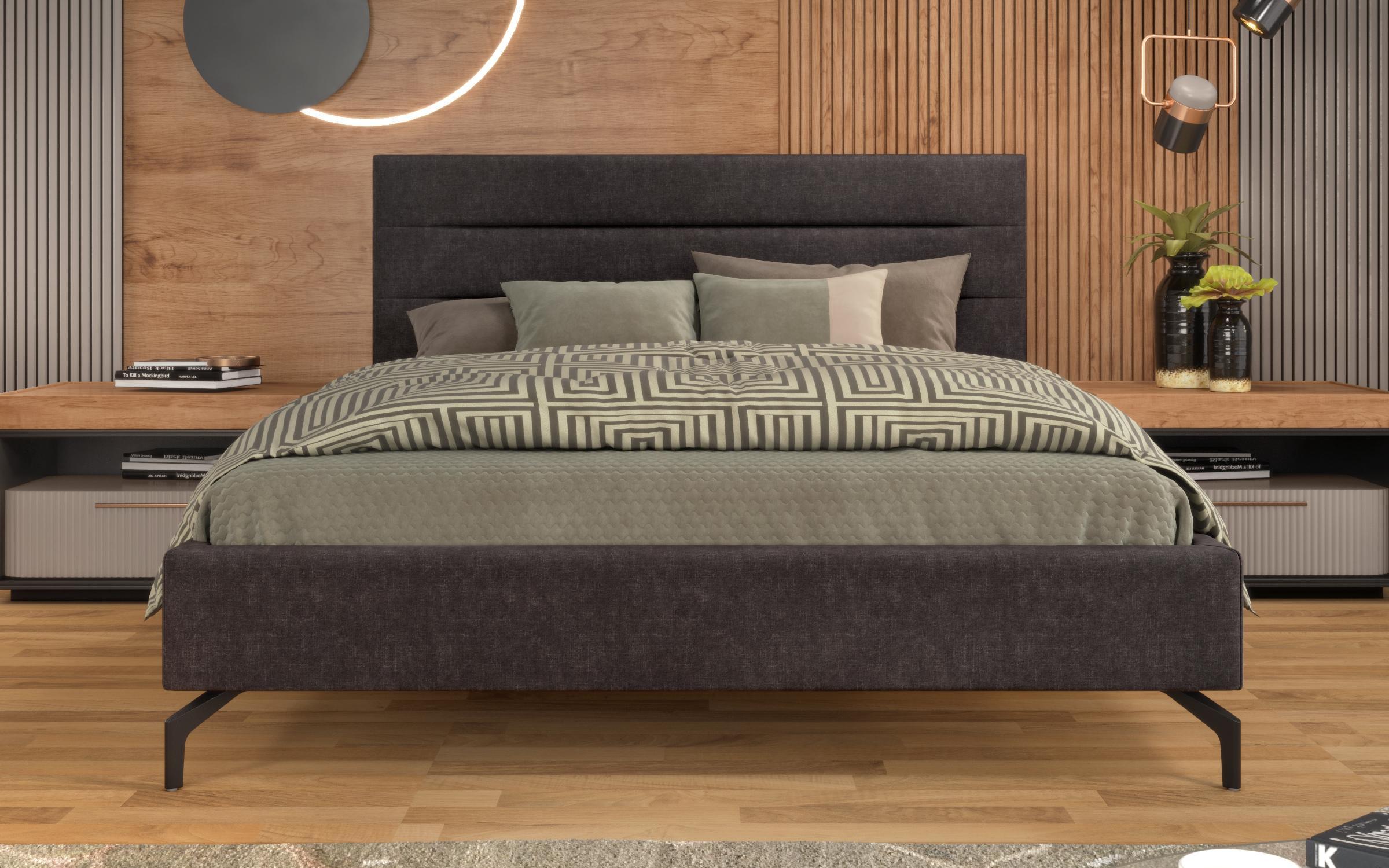 Upholstered double bed for mattress 160/200 Lenora, dark grey  3
